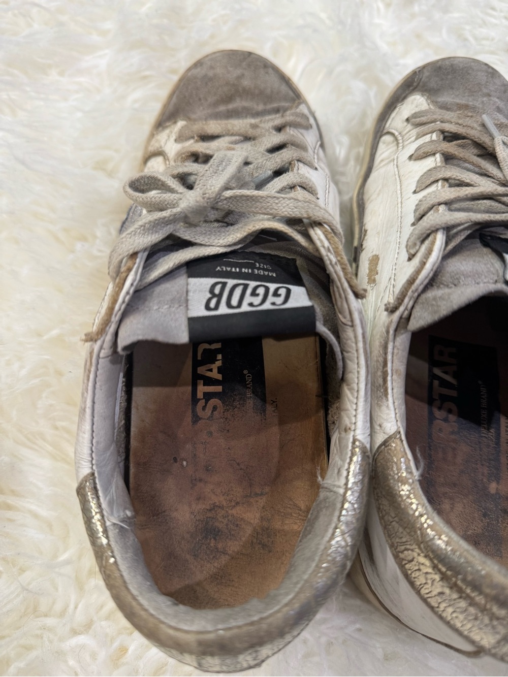 Golden Goose White Leather Sneakers with grey glitter Star euro size 37 - Picture 3 of 9